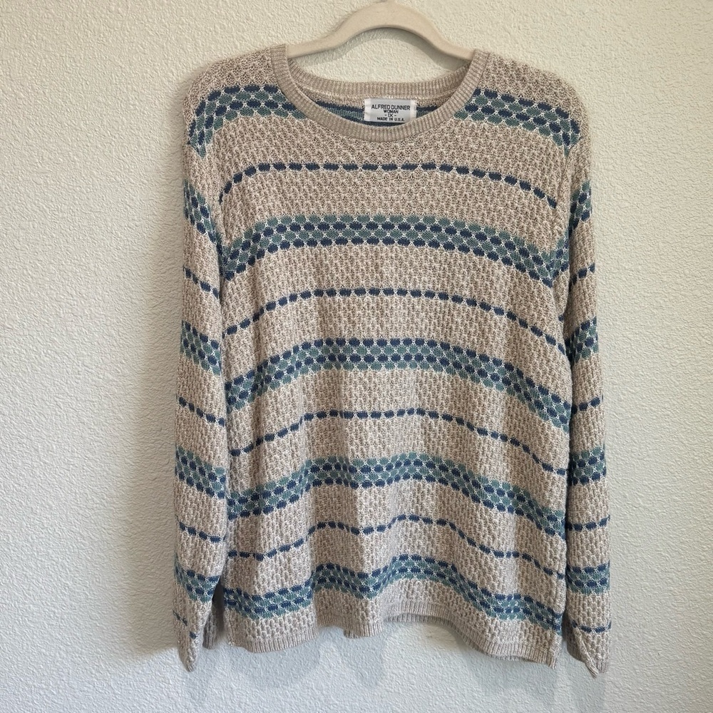 VTG Alfred Dunner Women's‎ 1X Plus Knitted Slouchy Relaxed Striped Sweater Boho